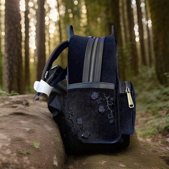 NWT Loungefly Disney Maleficent Black Velour Villains Sleeping Beauty Backpack - Picture 2 of 6